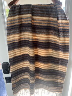 Striped Lightweight Women’s Wrap Scarf in Blue and Brown
